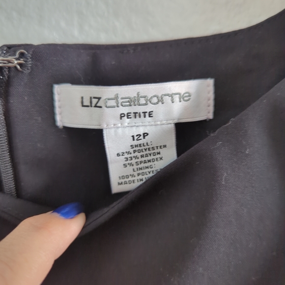 Liz Claiborne Dress Black Sleeveless Sheath Knee-length Lined Petite Size 12P - Picture 2 of 6